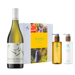 Buy Rhino Tears Sauvignon Blanc 75cl White Wine with Arran Glenashdale Hand Care Gift Set