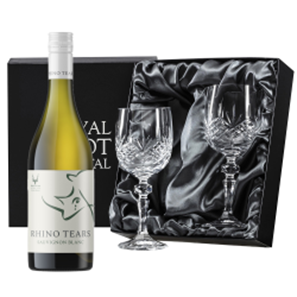 Buy Rhino Tears Sauvignon Blanc 75cl White Wine, With Royal Scot Wine Glasses