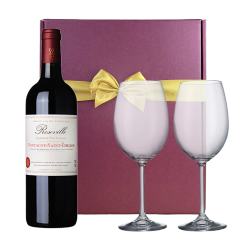 Buy Roseville Bordeaux St Emilion 75cl Red Wine And Bohemia Glasses In A Gift Box