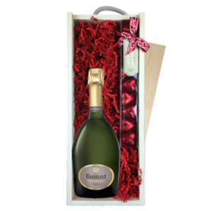 Buy Ruinart Brut Champagne 75cl & Chocolate Praline Hearts, Wooden Box