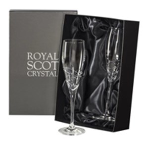 Buy Skye 2 Champagne Flutes 250mm (Presentation Boxed) Royal Scot Crystal