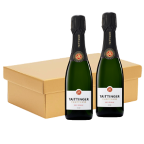Buy Taittinger Brut Champagne 37.5cl Twin Hamper Gift Box