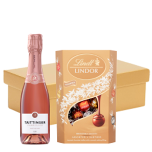 Buy Taittinger Brut Prestige Rose Champagne 37.5cl And Chocolates In Gift Hamper