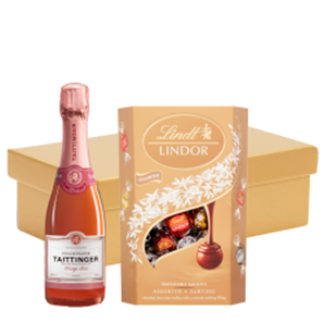 Buy Taittinger Brut Prestige Rose Champagne 37.5cl And Chocolates In Gift Hamper