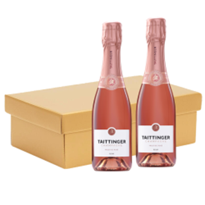 Buy Taittinger Brut Prestige Rose Champagne 37.5cl Twin Hamper Gift Box