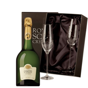 Buy Taittinger Comtes de Grand Crus Champagne 2011 75cl With Diamante Crystal Flutes