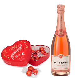 Buy Taittinger Prestige Rose NV Champagne 75cl And Lindt Lindor Armour Heart Milk Truffle Box 160g