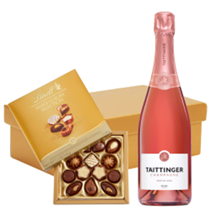 Buy Taittinger Prestige Rose NV Champagne 75cl And Lindt Swiss Chocolates Hamper