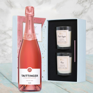 Buy Taittinger Prestige Rose NV Champagne 75cl With Love Body & Earth 2 Scented Candle Gift Box