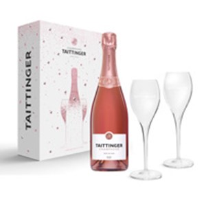 Buy Taittinger Prestige Rose Champagne & Twin Flutes Gift Set 75cl