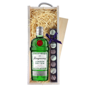 Buy Tanqueray Gin 70cl & Truffles, Wooden Box