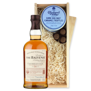 Buy The Balvenie Caribbean Cask 14 YO Whisky And Dark Sea Salt Charbonnel Chocolates Box
