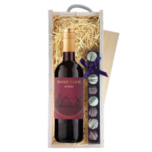 Buy The Home Farm Shiraz 75cl Red Wine & Truffles, Wooden Box
