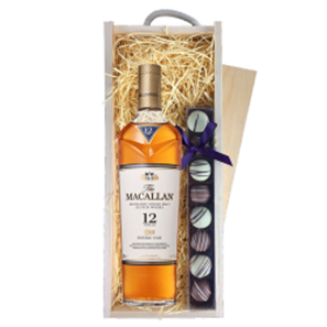 Buy The Macallan Double Cask 12 YO Whisky & Truffles, Wooden Box