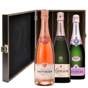 Buy The Rose Champagne Collection Trio Elm Wood Gift Boxed