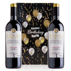 Buy Torre dei Vescovi Pinot Nero 75cl Red Wine Happy Birthday Wine Duo Gift Box (2x75cl)