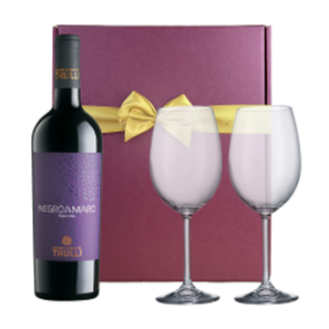 Buy Trulli Negroamaro IGP Salento 70cl Red Wine & Wine Glasses Gift Box