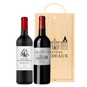 Buy Twin Bordeaux Branded Wooden Box 2x75cl