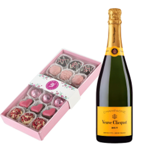 Buy Veuve Clicquot Brut Yellow Label Champagne 75cl and Assorted Box Of Heart Chocolates 215g