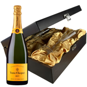 Buy Veuve Clicquot Brut Yellow Label Champagne 75cl And Flutes In Luxury Presentation Box