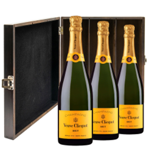 Buy Veuve Clicquot Brut Yellow Label Champagne 75cl Trio Elm Wood Gift Boxed