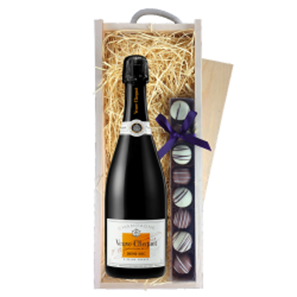 Buy Veuve Clicquot Demi-Sec Champagne 75cl & Truffles, Wooden Box