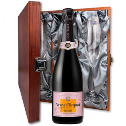 Buy Veuve Clicquot Rose 75cl And Flutes In Luxury Presentation Box