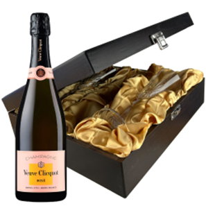 Buy Veuve Clicquot Rose 75cl And Flutes In Luxury Presentation Box