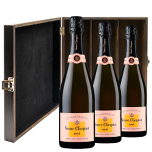 Buy Veuve Clicquot Rose 75cl Trio Elm Wood Gift Boxed