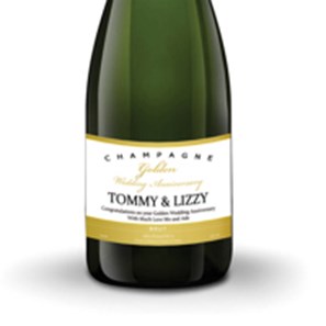 Buy Personalised Champagne - Golden Anniversary Label