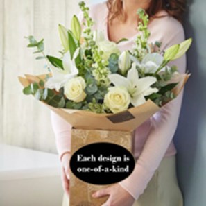 Buy White Rose and Lily Hand-tied Bouquet