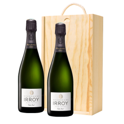 Buy Wooden Box Champagne Duo of Irroy Extra Brut Champagne 75cl Gift Sets (2x75cl)