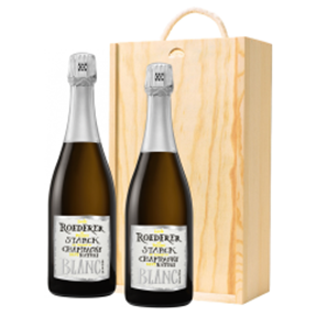 Buy Wooden Box Champagne Duo of Louis Roederer Brut Nature Champagne 75cl Gift Sets (2x75cl)