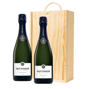 Buy Pine Wooden Boxed Duo Taittinger Prelude Grands Crus NV Gift (2x75cl)
