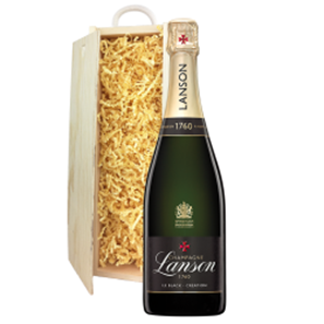 Buy Wooden Sliding Lid Gift Box With Lanson Le Black Creation 257 Brut Champagne 75cl