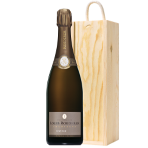 Buy Pine Wooden Gift Box With Louis Roederer Brut ,Vintage, 2015 75cl