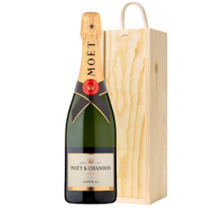Buy Pine Wooden Gift Box With Moet And Chandon Brut Champagne 75cl