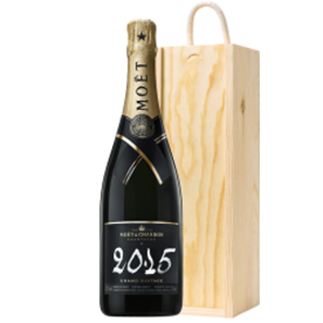 Buy Pine Wooden Gift Box With Moet And Chandon Brut, Vintage, 2013-15