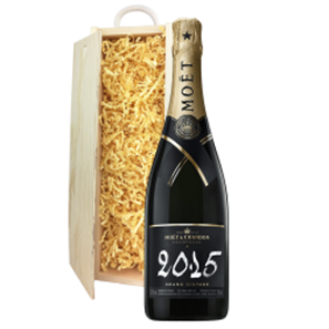 Buy Wooden Sliding Lid Gift Box With Moet And Chandon Brut, Vintage, 2013-15