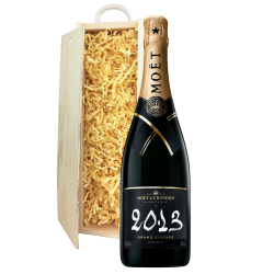 Buy Wooden Sliding Lid Gift Box With Moet And Chandon Brut, Vintage, 2013
