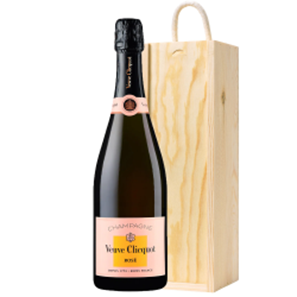 Buy Pine Wooden Gift Box With Veuve Clicquot Rose 75cl