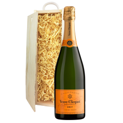 Buy Wooden Sliding Lid Gift Box With Veuve Clicquot Yellow Label Brut 75cl