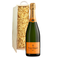 Buy & Send Wooden Sliding Lid Gift Box With Veuve Clicquot Yellow Label Brut 75cl