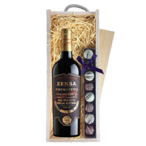 Buy Zensa Primitivo 75cl Red Wine & Truffles, Wooden Box